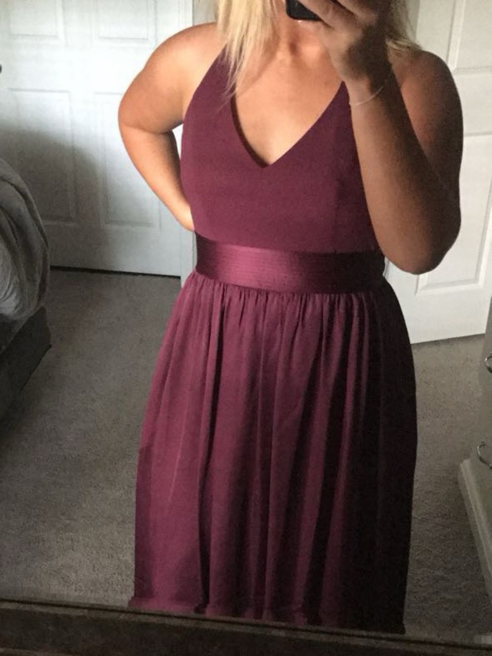Vera Wang Deep Burgundy Halter Backless Dress